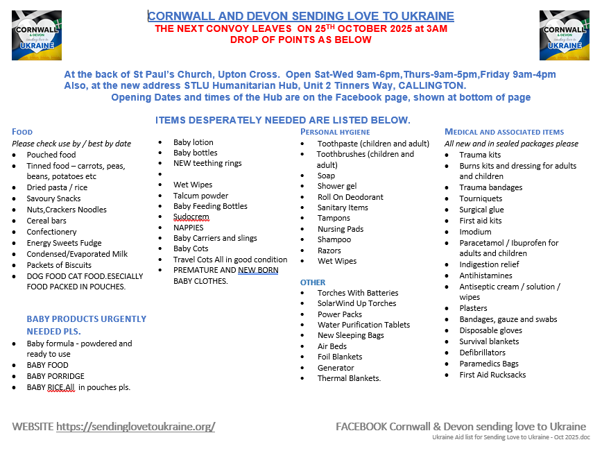 Ukraine Aid list for Sending L