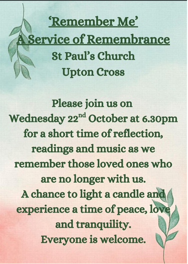 Remember Me. - St Pauls 22 Oct