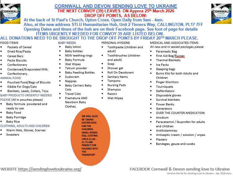 Ukraine Aid list for Sending L