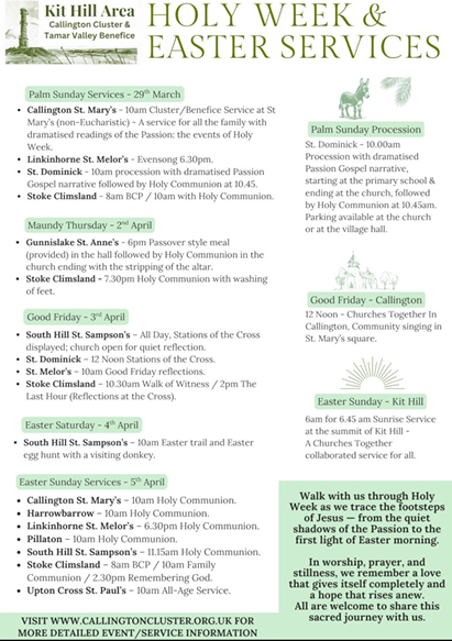 Easter Events Schedule