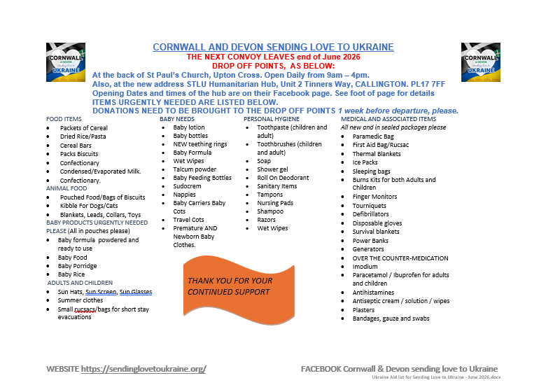 Ukraine Aid list for Sending L