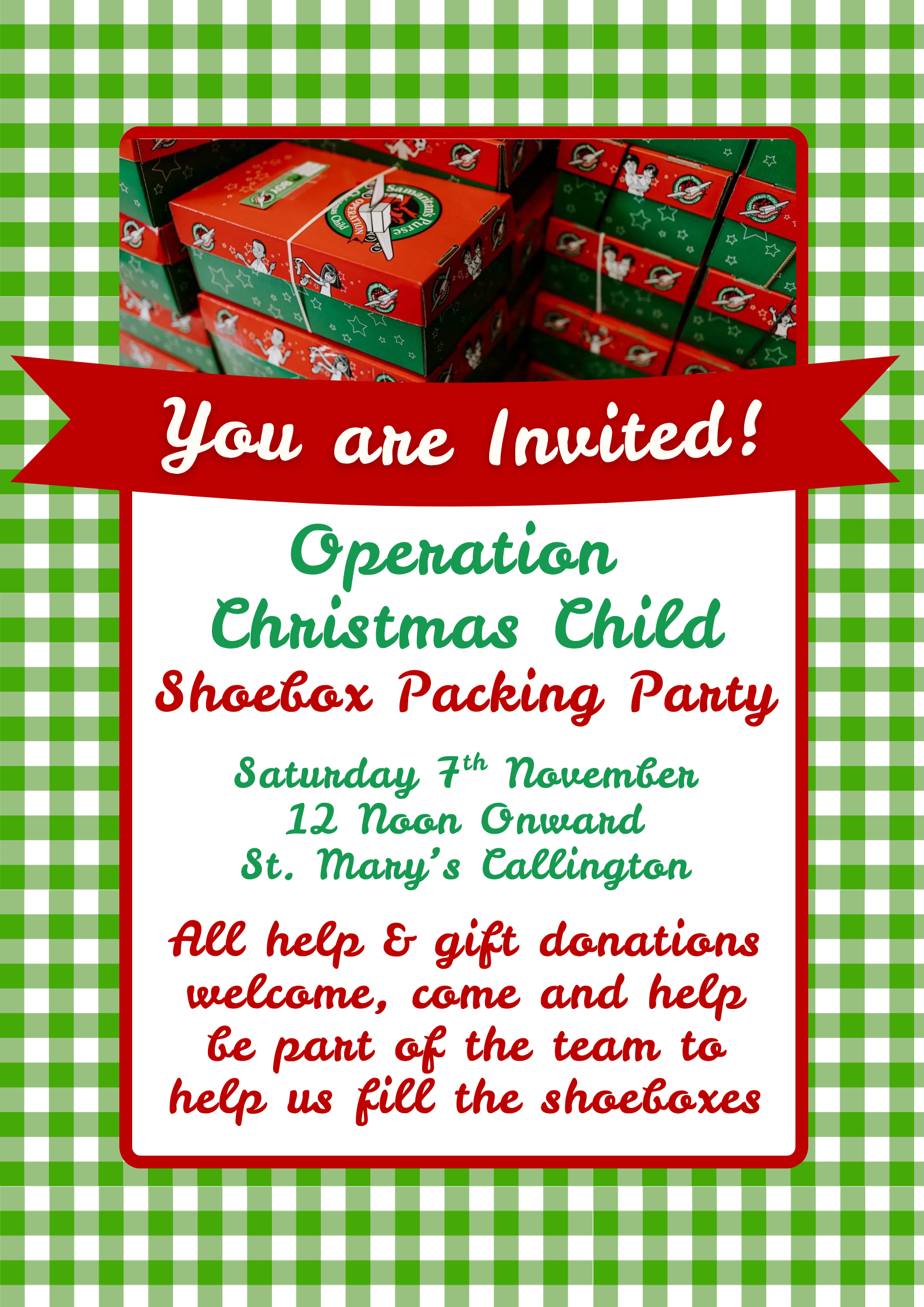 St. Mary's Operation Christmas Child Shoebox Packing Party